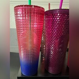 Starbucks Vibrant Red and Blue Textured Tumbler
